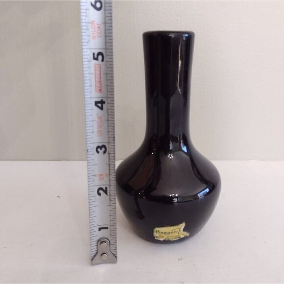 Vintage Haeger Floral Bud Vase Black Glossy Pottery 5.5" - Picture 6 of 6